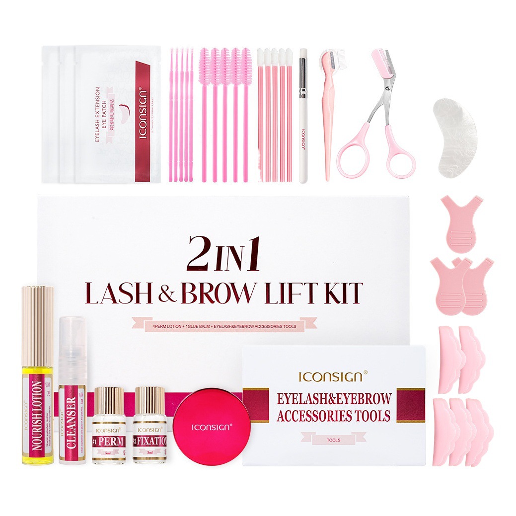 Dos en uno transfronterizo de pestañas perm ceja Crema para el cabello salón de belleza pestañas perm queratina Traje Barbie rizador de pestañas artefacto