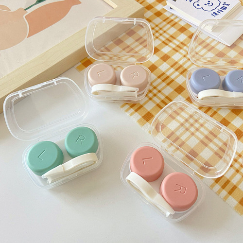 Korean ins simple candy color portable contact lens case, contact lens companion box, storage and care double box
