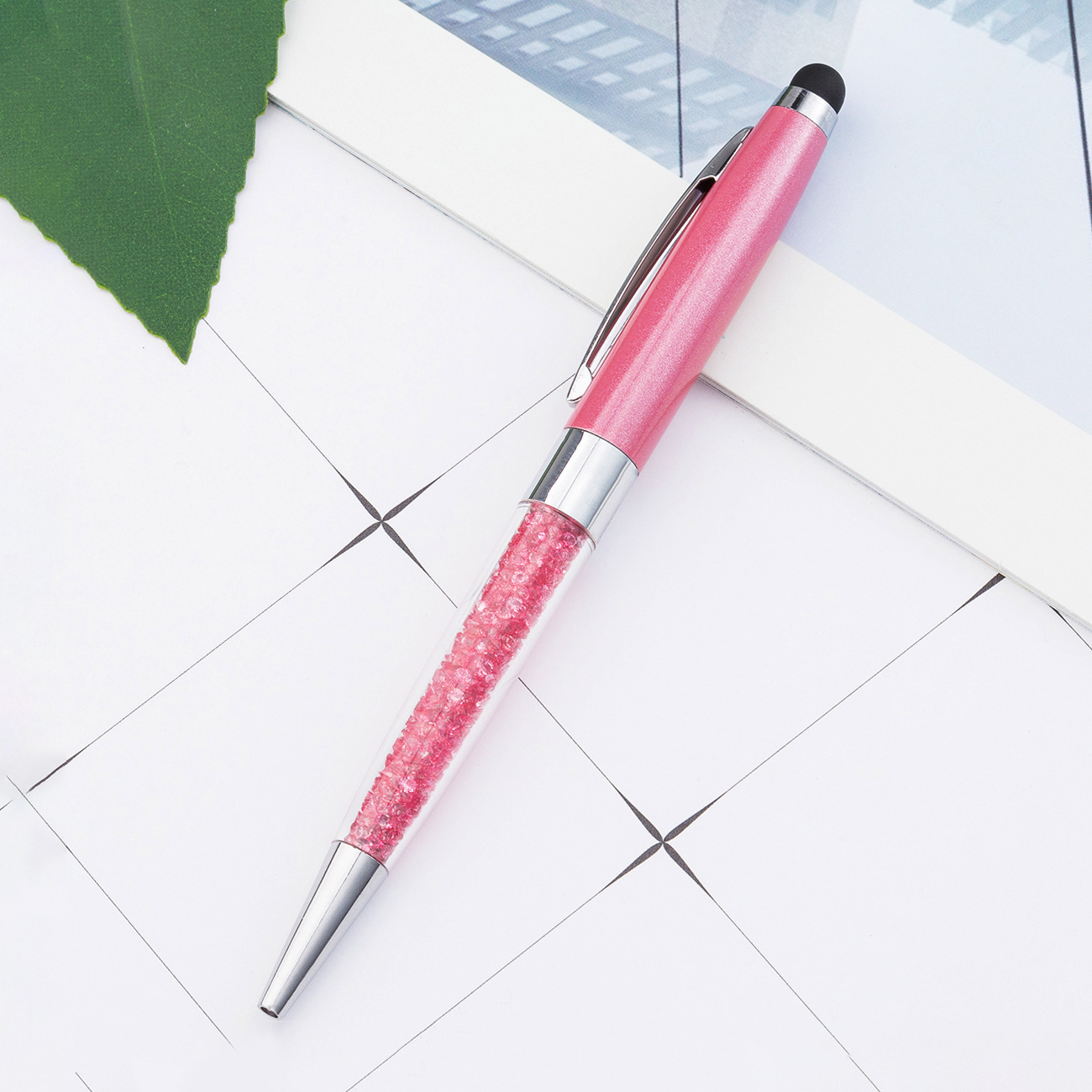 Bolígrafo de cristal de metal rotativo bolígrafo de diamante de escritura de papelería coreana bolígrafo de pantalla táctil