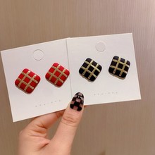 新款S925银针小众复古正方气质耳钉 韩国个性简约风ins网红耳饰潮