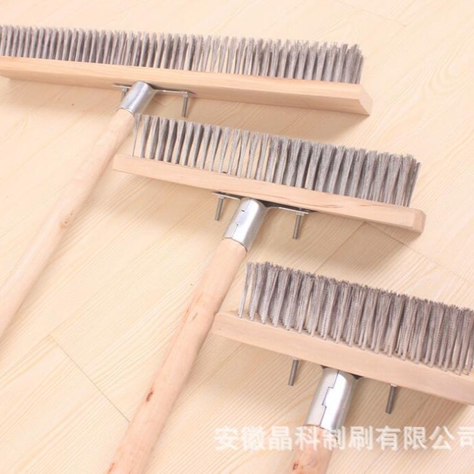 长柄不锈钢丝地板刷除污毛高4.5厘米工业除锈青苔清洁刷洗地刷子