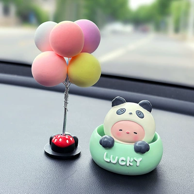 Car ornaments: Accessories, Internet Celebrity Car Center - green-panda-single-mini-colorful-balloon-ornament