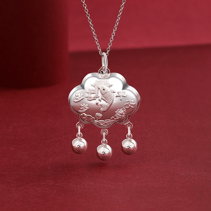 Años de seguridad bebés larga vida cerradura de plata esterlina 999 niños colgante de cerradura de plata bebés luna llena aniversario regalo cerradura de seguridad