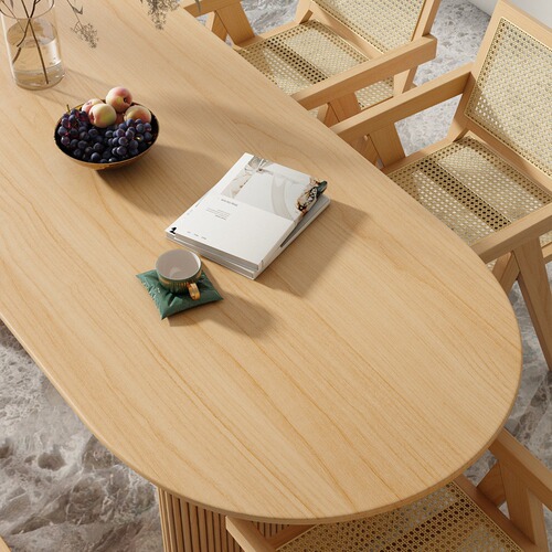 Japanese solid wood dining table and chairs oval wabi-sabi style special-shaped office desk small apartment dining table simple log workbench