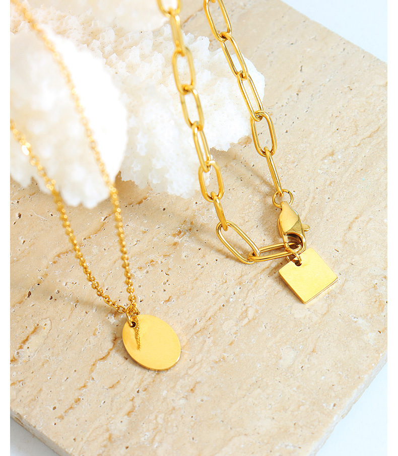 Retro Square Oval Titanium Steel Plating Pendant Necklace