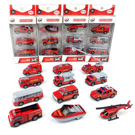 跨境 儿童男孩合金回力玩具车1；64 仿真消防模型玩具汽车回力车