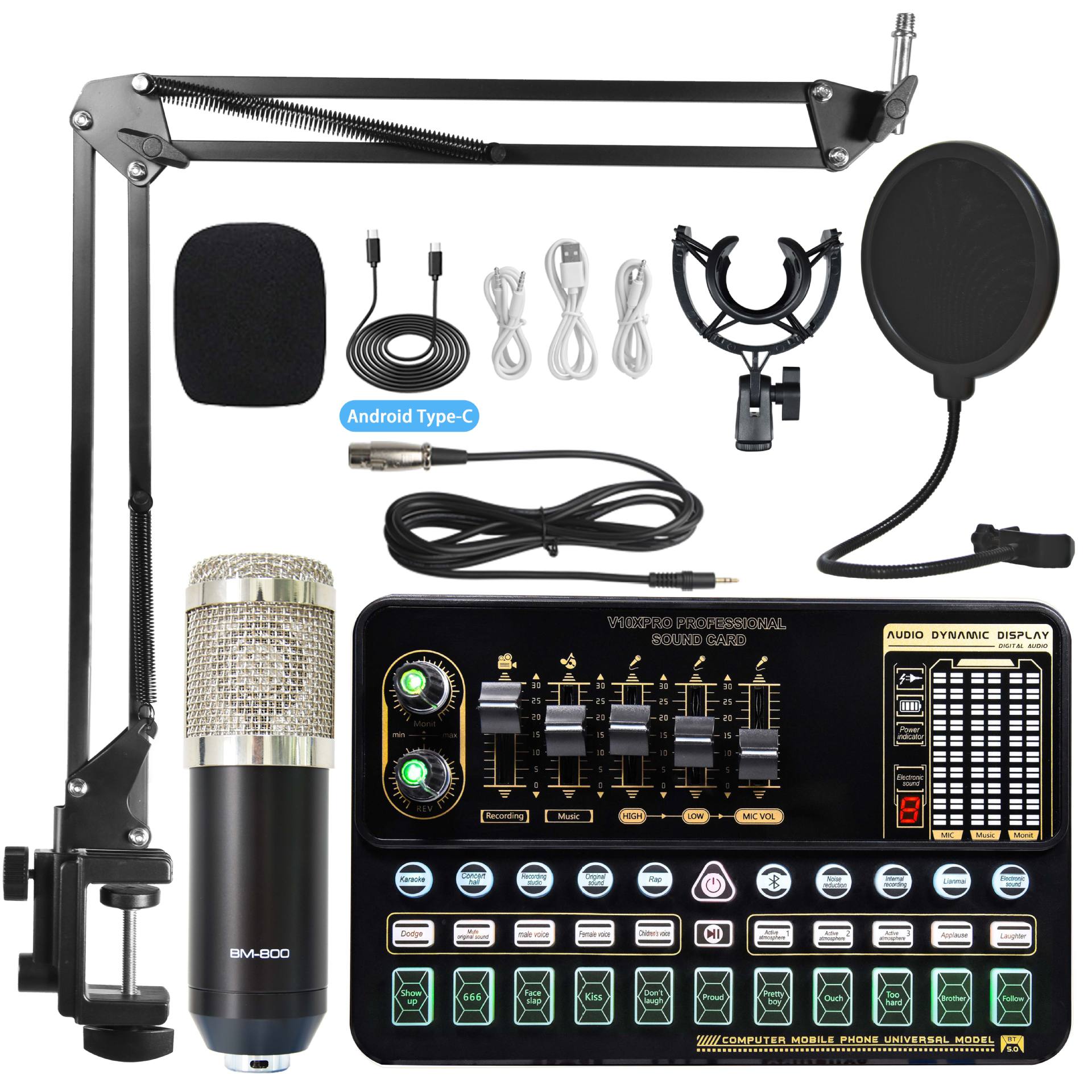 Tarjeta de sonido en vivo micrófono traje teléfono móvil computadora universal karaoke artefacto tarjeta de sonido transmisión en vivo equipo dedicado transfronterizo