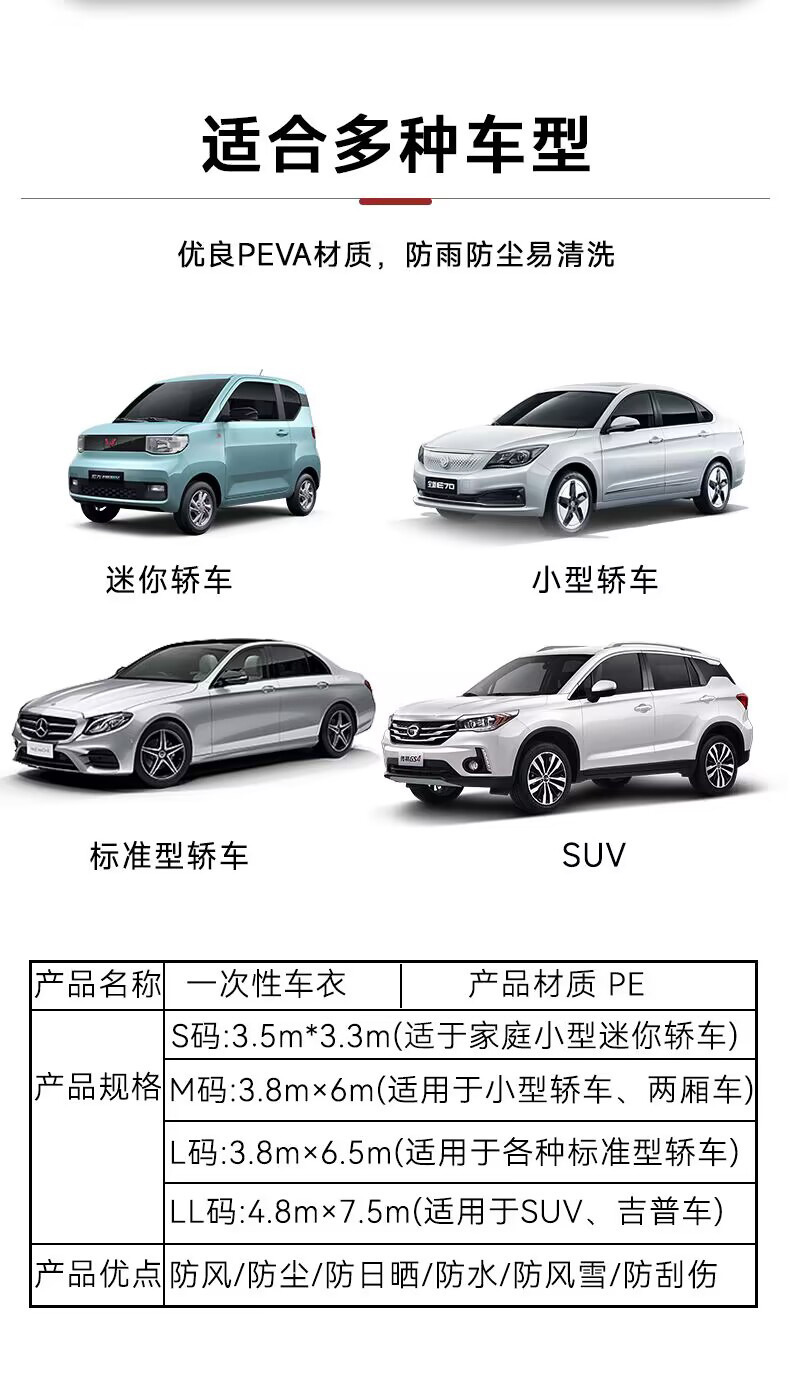 Disposable Car Cover, Transparent Car Cover, Pe Film Rainproof Cover, Outdoor Car Waterproof and Dustproof Cover