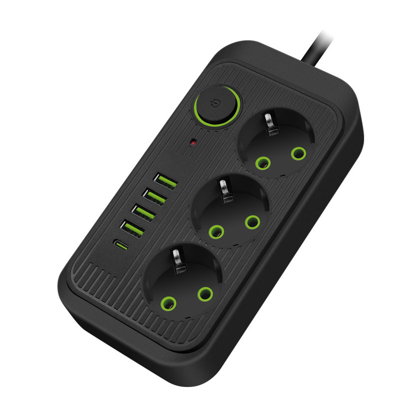 Enchufe de línea inteligente USB especial para la norma europea, enchufe de línea multifuncional de alta potencia de carga rápida de placa de tracción de cable de oficina doméstica