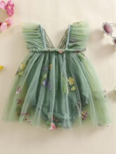 D 65181 Floral Embroidery Sleeves Dress �����������ȹ