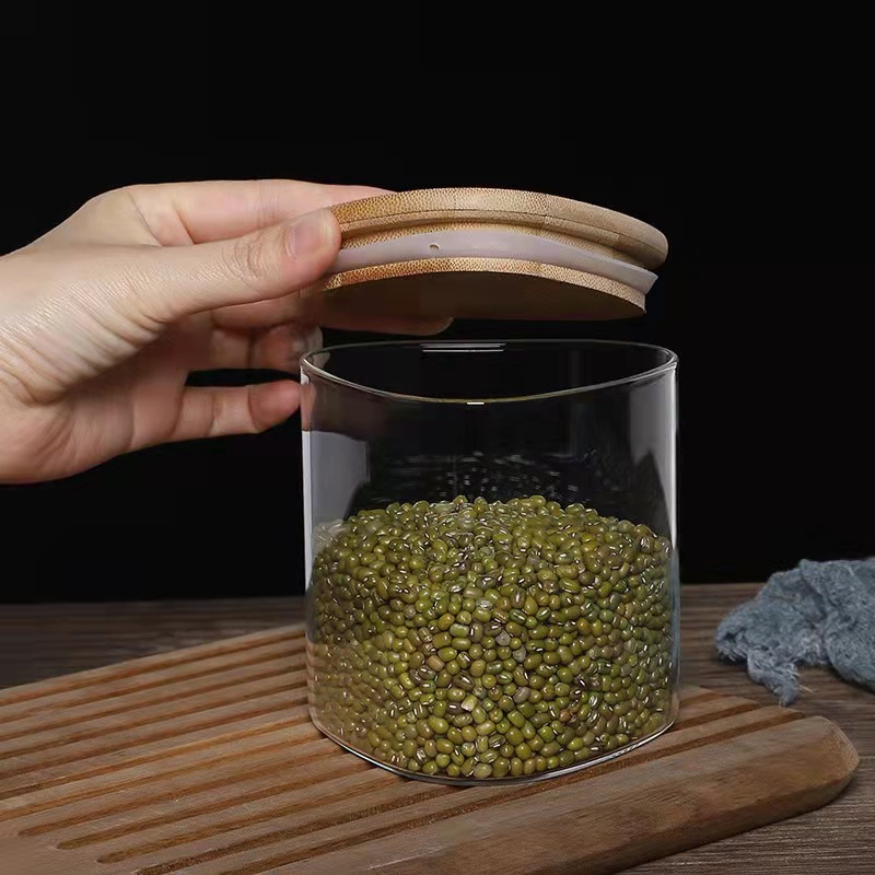 Almacenamiento de alimentos sellado tarro cocina borosilicato vidrio triángulo almacenamiento tarro granos transparentes té tarro caramelo