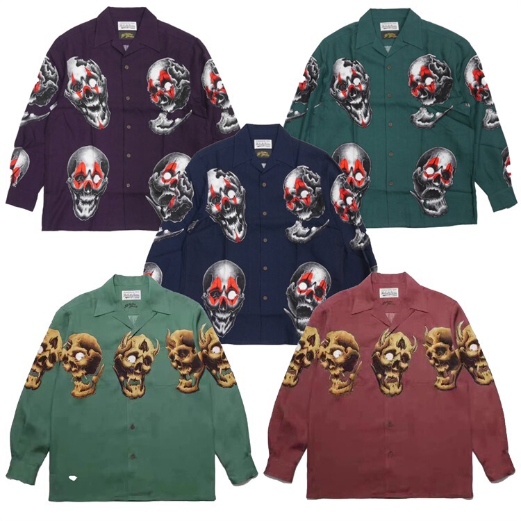 GUILTYPARTIES TIGER 56TATTOO STUDIO skull Hawaiian long sleeve shirt men and women GUILTYPARTIES TIGER 56TATTOO STUDIO skull Hawaiian long sleeve shirt men and women