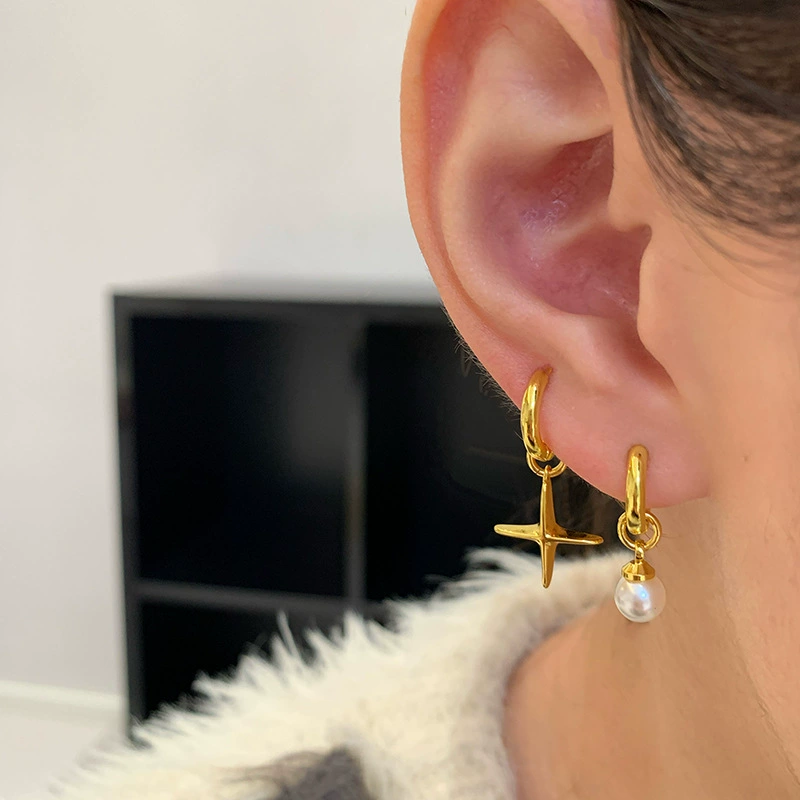 Серьги, асимметричное золотое украшение, высококлассный стиль