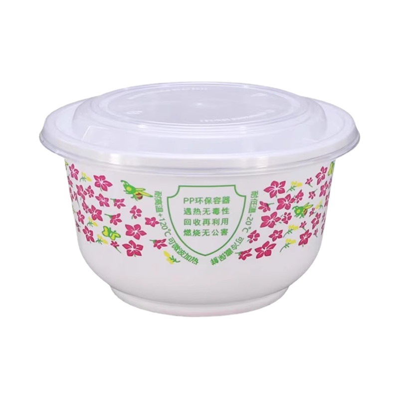 Tazón desechable Tazón de cártamo grueso de plástico Tazón de embalaje Boda Hogar redondo Fiambrera comercial Polvo de hielo Tazón duro Tazón de sopa