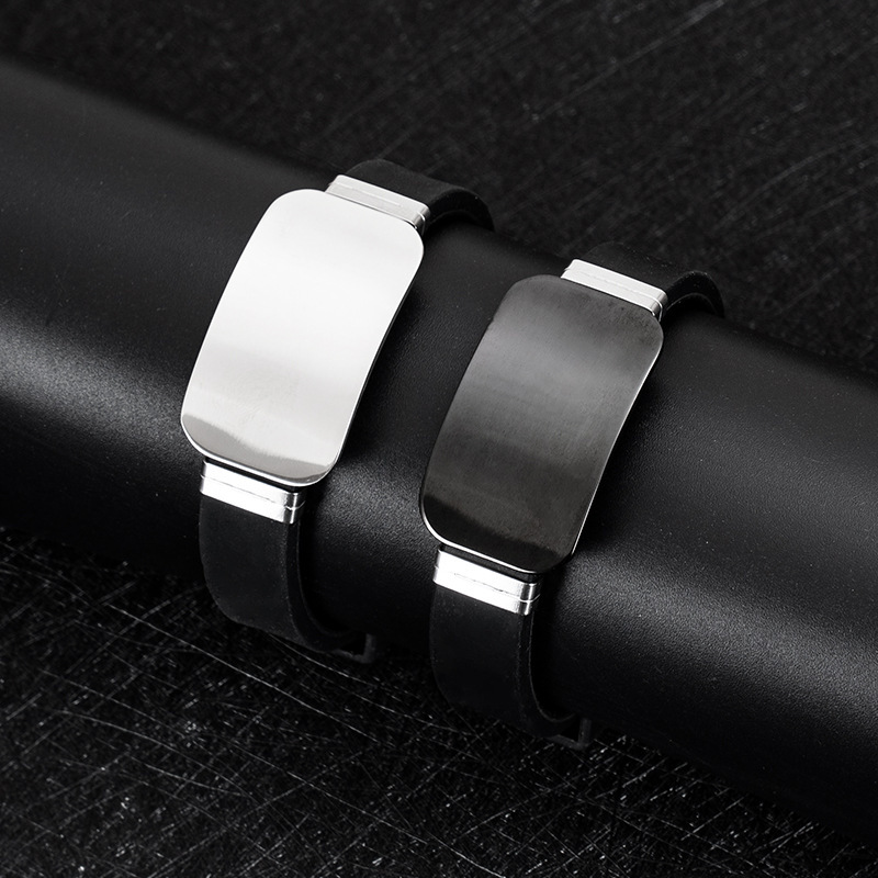 Ins New Fashion Adjustable Silicone Sports Bracelet Couple Birthday Gift Processing Engraving Stainless Steel Bracelet