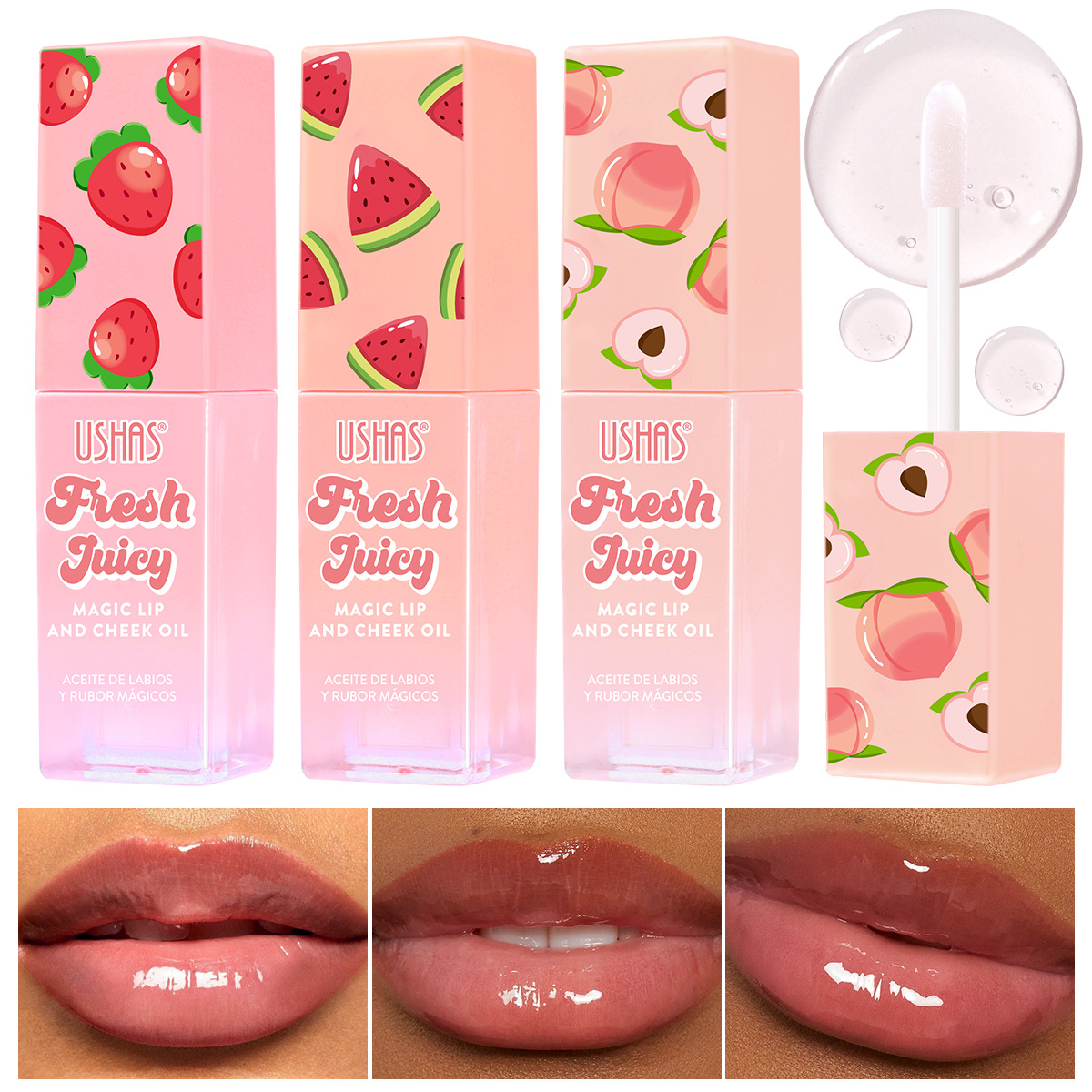 USHAS Cross-Border Spot Amazon esmalte labial hidratante impermeable óleo labial