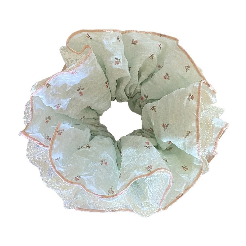 甜美温柔风碎花蕾丝大肠发圈森系复古高弹力头饰头花百搭发绳女|undefined