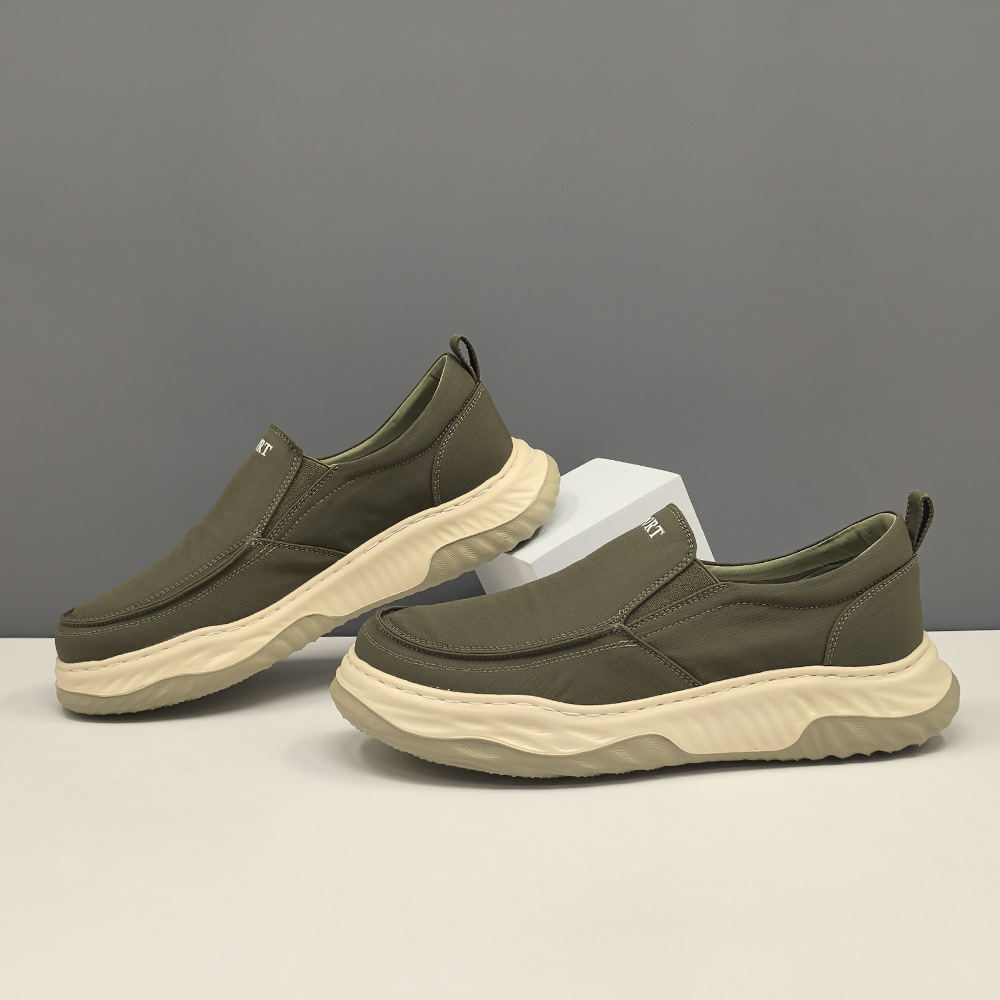 Men's Spring and Summer Loafers Breathable Ice Silk Cloth Shoes All-match European Station Men's Shoes Slip-on Platform Sports Casual Shoes