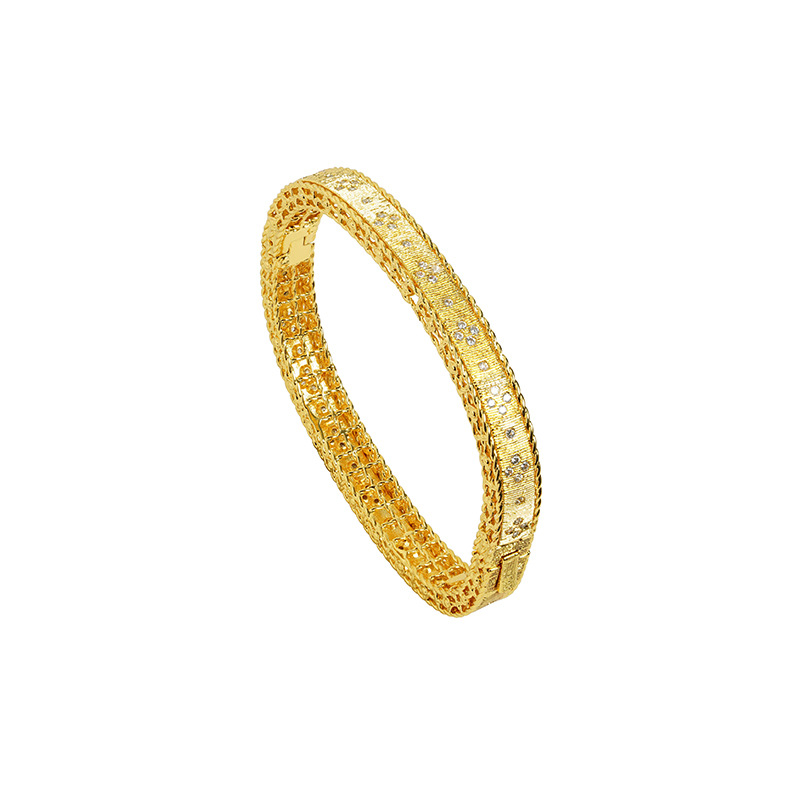 Brazalete de oro de arena vietnamita transfronterizo, pulsera cuadrada geométrica de diamantes cepillados de estilo europeo y americano, joyería de mano de diseño de nicho femenino