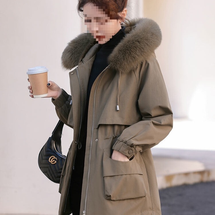Women's Winter Cotton Jacket, Waist-Cinching New 2025 Hong Kong Style Thick Mid-Length Cotton Coat Parka