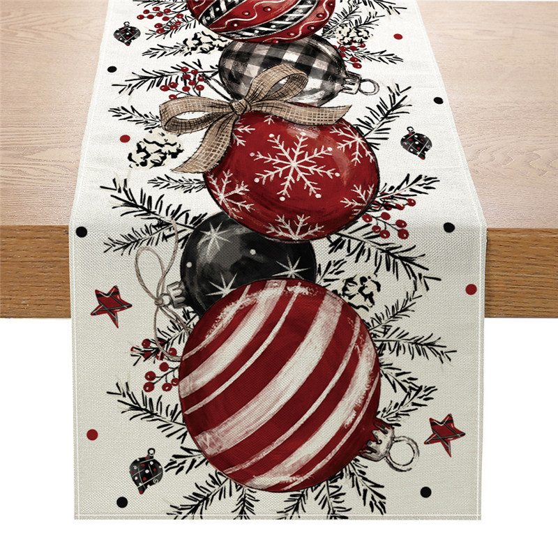 Banderas de mesa de Navidad transfronterizas personalizadas multipatrón impresas bandejas de decoración de mesa de fiesta doméstica tela de mesa image 13