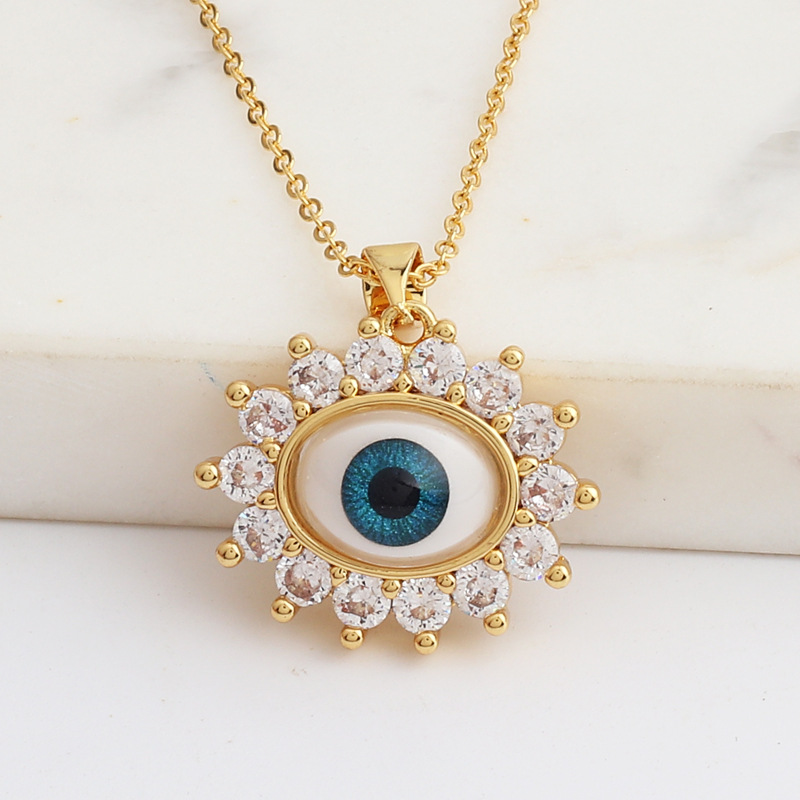 Fashion Eye Copper Necklace Inlaid Zircon Copper Necklaces