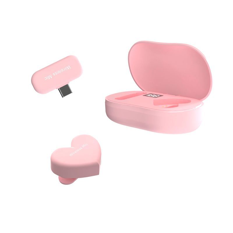 工厂直发2.4G无线领夹麦克风心形便捷式360°旋转短视频录制话筒