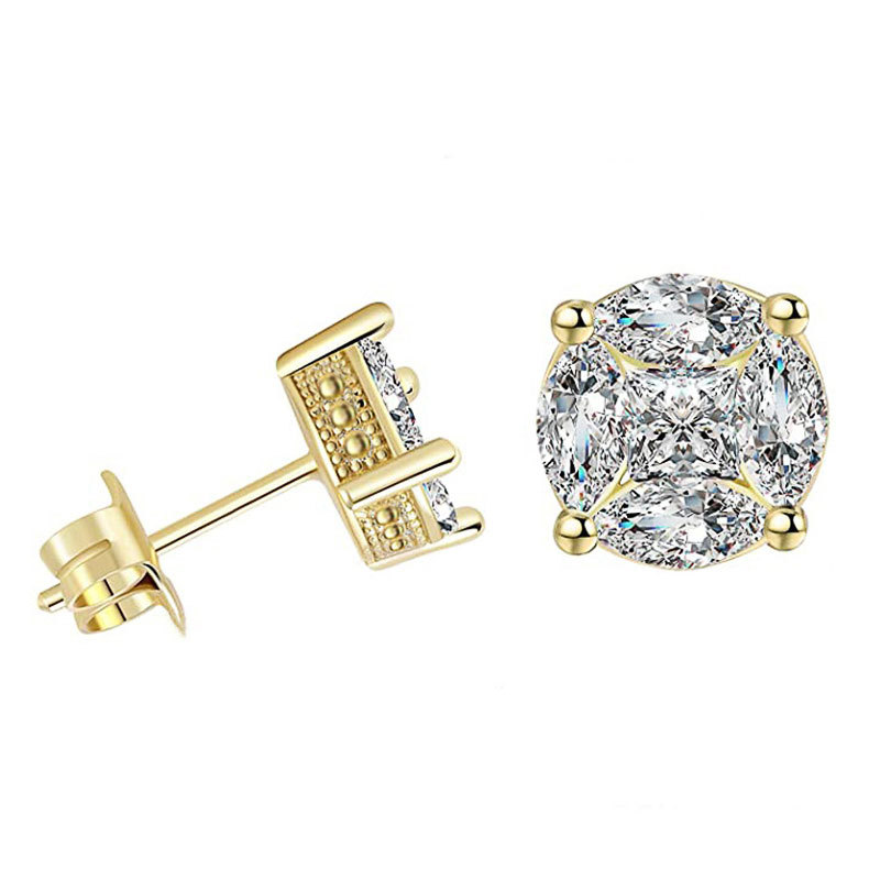 Zircon Stud Earrings Multicolour Crystal Temperament Jewellery_voghion.com