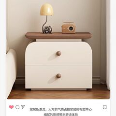 免安装全实木床头柜中古奶油风意式极简小户型简约现代卧室收纳柜