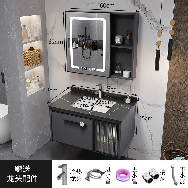 gabinete de baño combinado gabinete lavabo espacio aluminio tablero de fibra de carbono lavabo pequeño tipo lavabo