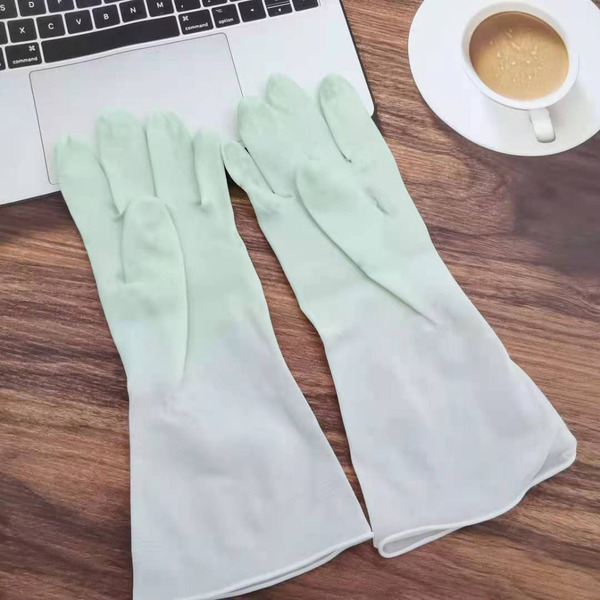 Rubber transparent white plastic gloves