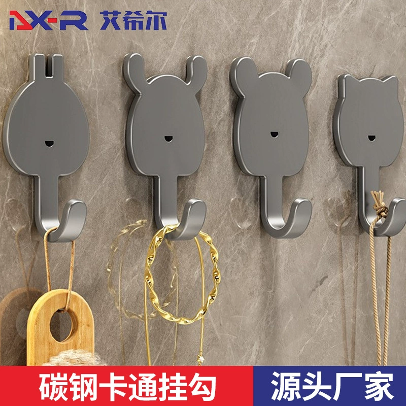 Многофункциональный настенный органайзер для кухни без сверления, с прочным клеевым креплением, милый мультяшный крючок, креативный настенный крючок