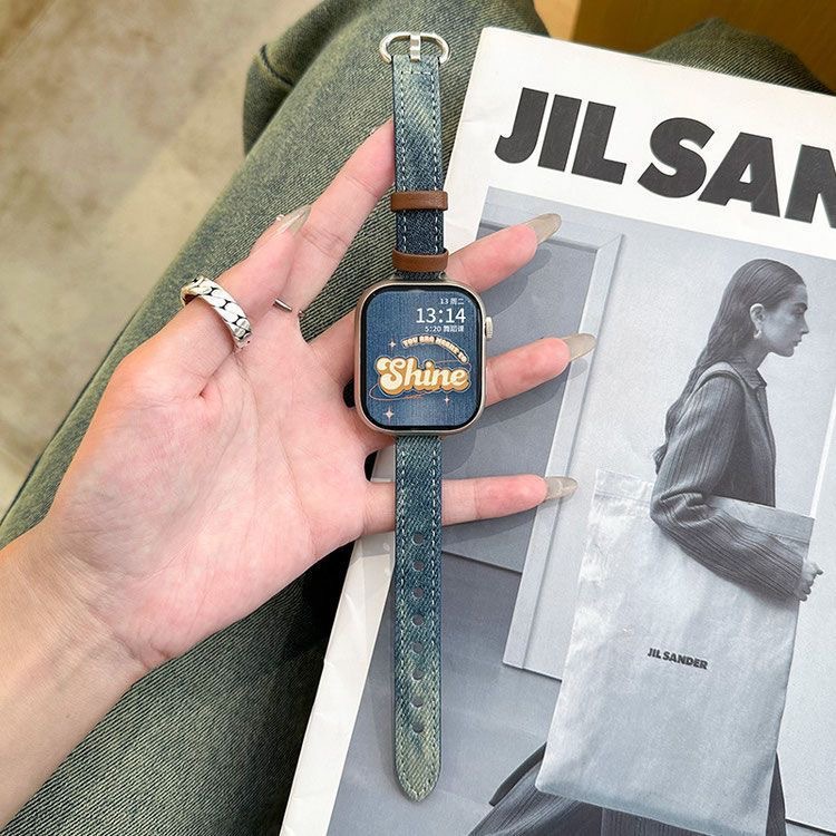 Tie-dyed Denim Apple Watch with Applicable applewatchs9 New iwatch678se Smart Universal