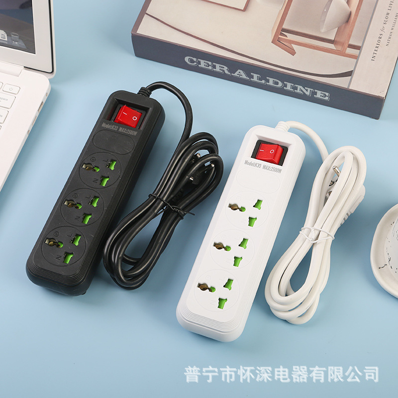 Exportación de enchufe doméstico multifuncional estándar británico estándar europeo estándar americano inserción de fila porosa Yiwu Pingxiang exportación con interruptor de cable