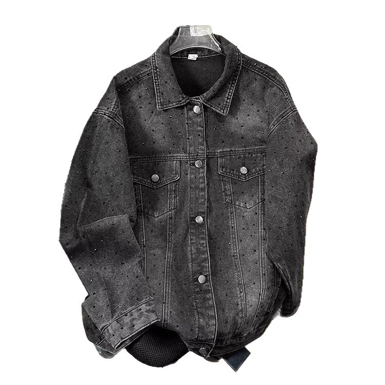 美式高街烫钻牛仔外套男高级感痞帅春秋款韩系风格穿搭牛仔衣夹克