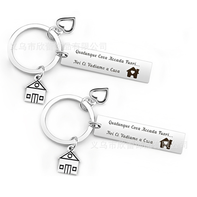 Amazon Best Selling Italian Family Stainless Steel Keychain Pendant Housewarming Gift Pendant Wholesale