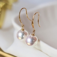 18k彩金珠宝新款淡水珍珠耳环韩版个性时尚钩女式节日礼物批发
