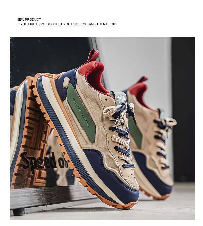 Giày thể thao nam đế dày tăng chiều cao, sneaker phối màu trơn, gót thấp 1–3 cm — C965 Kaki, C965 màu đen, C965 trắng chi tiết 14