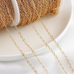 14K Gold-Plated Rectangular O-Chain, Lip-Shaped Chain for DIY Earrings, Bracelets, and Necklaces—Pearl Chain Accessories