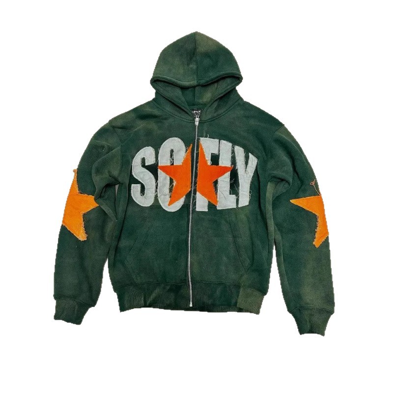 Felpa con cappuccio e zip con stampa a stelle streetwear – Pullover oversize unisex alla moda con grafica digitale_voghion.com