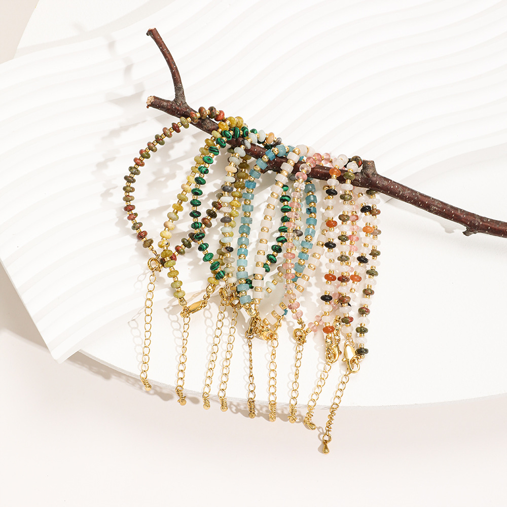5g Weight Bracelets Classification 1 Piece Quantity Casual, Daily Occasion Stainless Steel, natural stone Material Color Block Pattern Women's Gender Vintage Style Style Vintage Style Color Block Stainless Steel Natural Stone Bracelets In Bulk 4