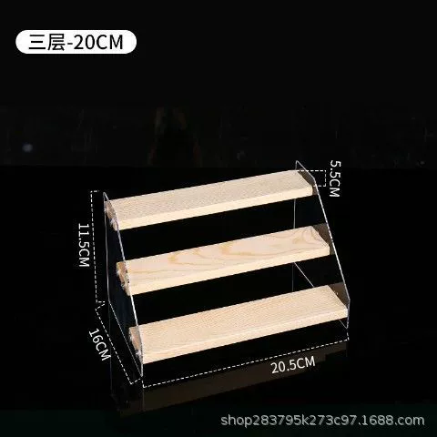 Display Stand Acrylic & Wood Ladder, Multi-Tier Doll Minifigure Rack, 20–50 cm Options