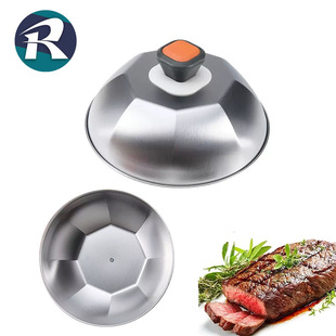 Spot Stainless Steel Steak Lid Sanded Pot Lid 9inch Teppanyaki Lid Steak Anti-Scalding Lid Outdoor Bbq Barbecue Lid