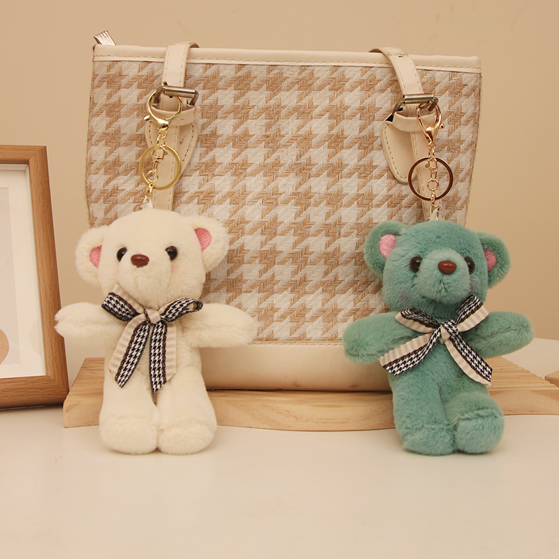 Dibujos animados peluche oso niña llavero mochila escolar muñeca linda mochila colgante colgante muñeca regalo estilo ins