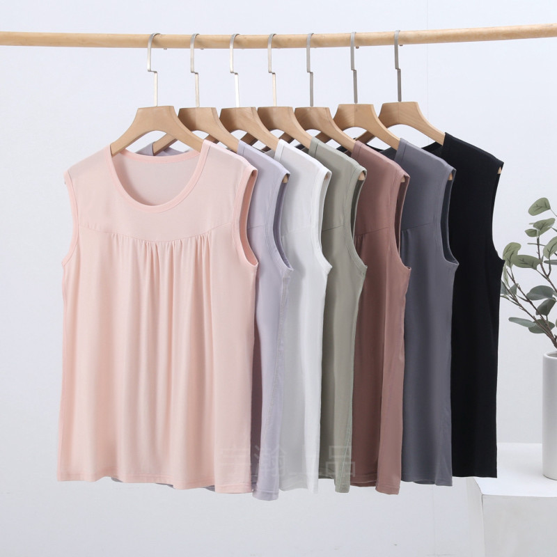 Plus-Size Simple Style Women's Summer Sleeveless Vest, Loose Large Size Lyocell Cotton Comfortable Home Base Shirt