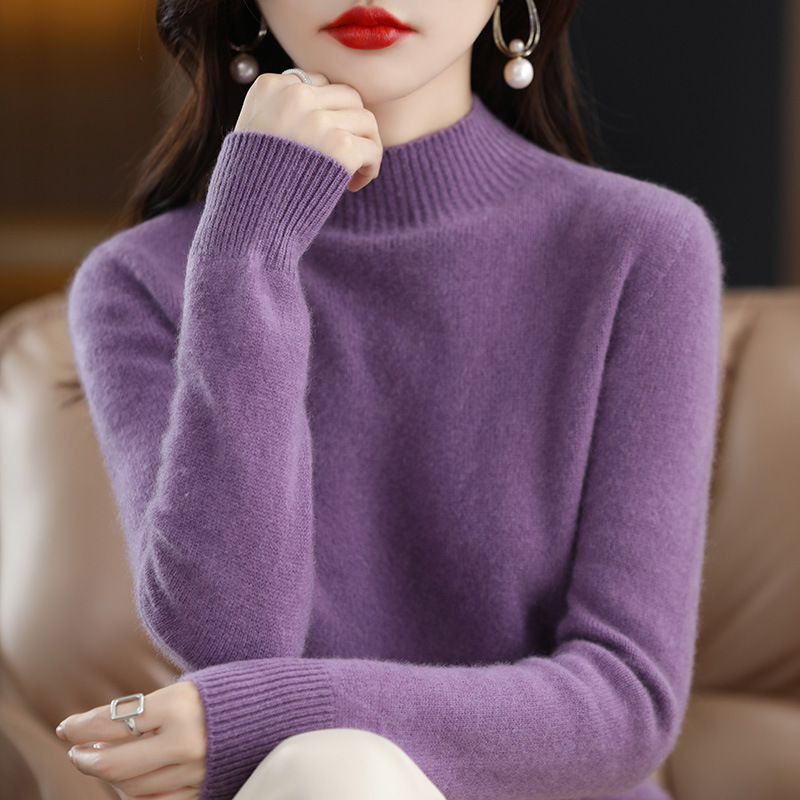 Knitted base body-friendly demi-season solid color sweater