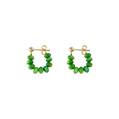 Forest style small fresh green shell handmade 925 silver needle earrings feminine elegant new earrings wholesale