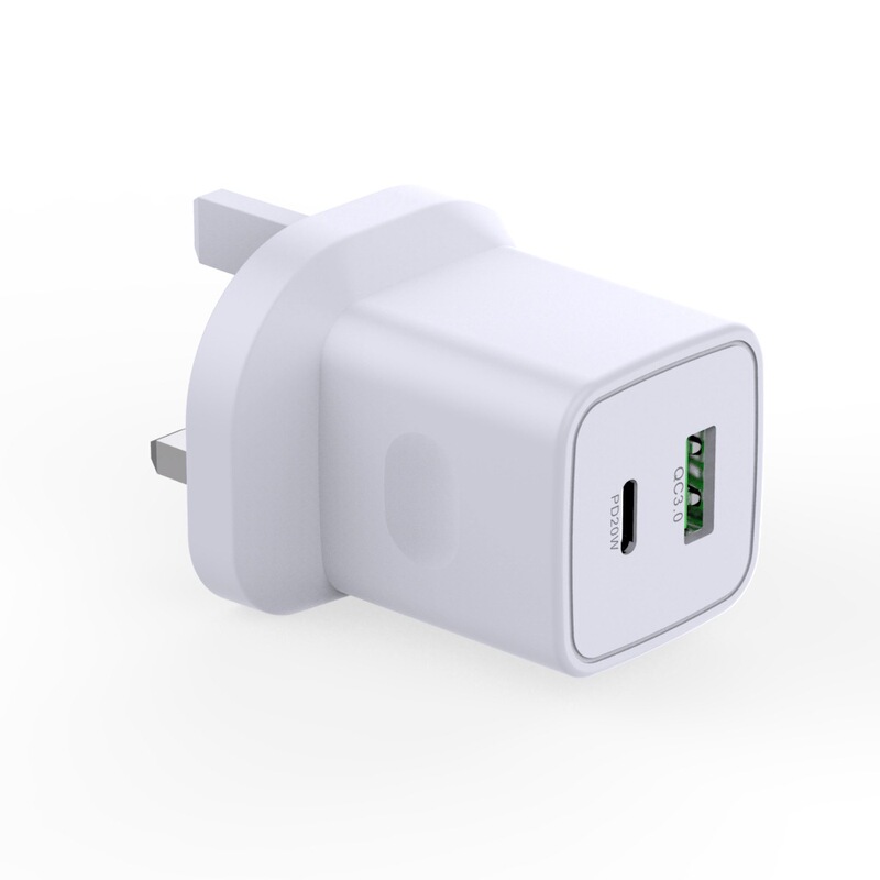 Pd+Usb Fast Charging 20W British Standard Wall Charger Mobile Phone Fast Charger Type-C Travel Charging Head Customization