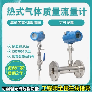 高精度热式气体质量流量计插入式管道式压缩空气氧气氮气天然气