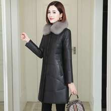 2022新款pu皮棉皮衣女中长款加厚仿水貂绒羽绒棉服棉袄妈妈装外套